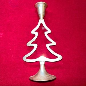 Christmas Tree SILVER Plated Tree Candlestick Holder Vtg International Silver Co
